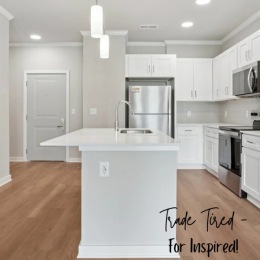 well lit kitchen with ample countertop space