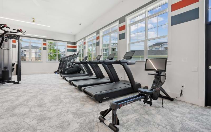 a gym with exercise equipment