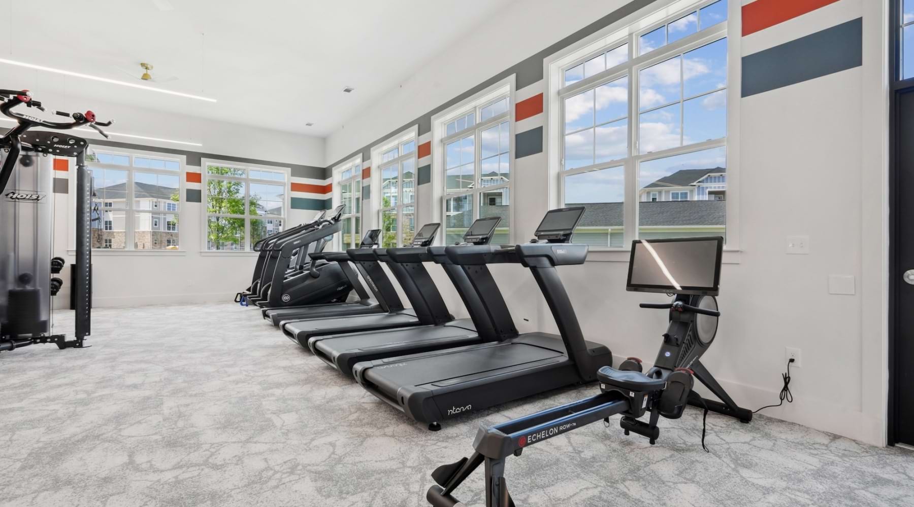 a gym with exercise equipment